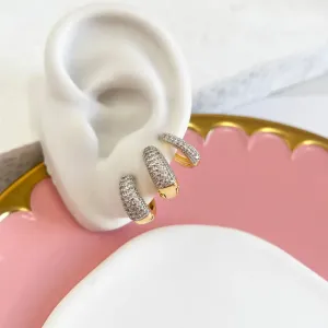 TRIO BRINCO DE ARGOLA ARTICULADA MICROZIRCONIAS EM GOTA