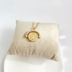 COLAR LETRA GIRATÓRIA ZIRCONIA CRISTAL - Y