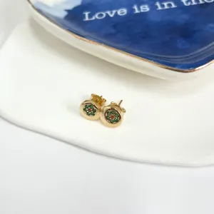 BRINCO BOTÃO COM FLOR DE ZIRCONIA