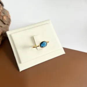 ANEL PEDRA OVAL AZUL