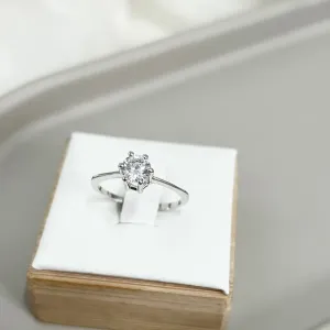 ANEL PRATA925 SOLITÁRIO PEDRA ALTA COM BANHO EM RÓDIO BRANCO