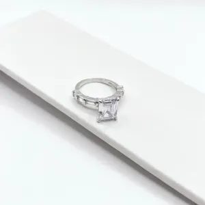 ANEL PRATA925 SOLITÁRIO RETÂNGULO