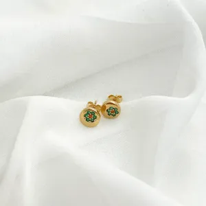 BRINCO BOTÃO COM FLOR DE ZIRCONIA