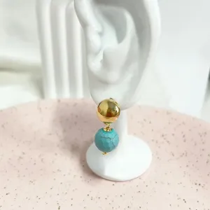 BRINCO PEDRA NANO TURQUESA - ESTILO BOHO