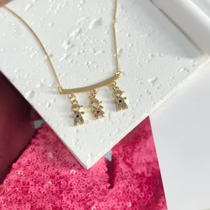 COLAR 2 MENINOS E 1 MENINA COM PONTO DE LUZ COLORIDOS