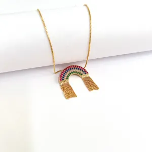 COLAR ARCO ÍRIS COM FRANJA