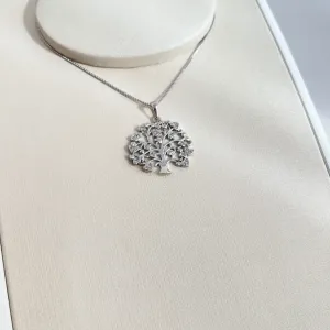 COLAR ÁRVORE DA VIDA FOLHAS DE CORAÇÃO CRAVEJADO