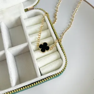 COLAR CHOKER ELO PORTUGUÊS TREVO PRETO 45CM