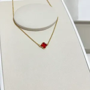 COLAR CHOKER MINI TREVO VERMELHO 45CM