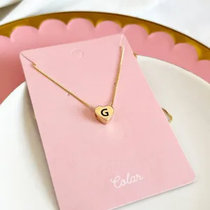 COLAR CORAÇÃO 0,9MM COM LETRA E DETALHE PRETO - G