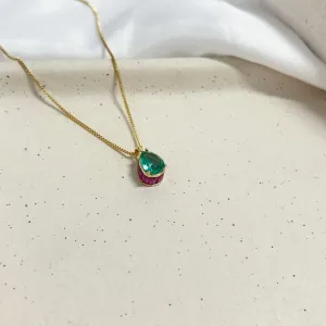 COLAR GOTA TURMALINA COM DETALHES EM NAVETES NA LATERAL