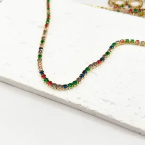 COLAR RIVIERA  ZIRCONIA 3MM COLORIDA 80CM