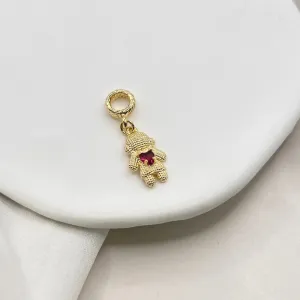 PINGENTE MENINA FALSO CRAVEJADO COM CORAÇÃO RUBI - BERLOQUE