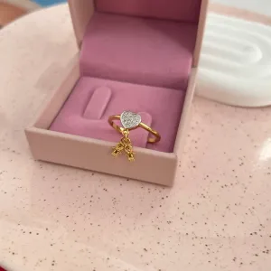 ANEL CORAÇÃO MICRO ZIRCONIA COM 2 MENINOS