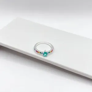 ANEL PRATA925 ARO ZIRCONIAS COLORIDA E GOTA TURMALINA