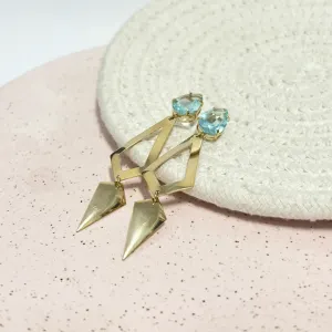 BRINCO LONGO COM PEDRA GOTA ACQUA