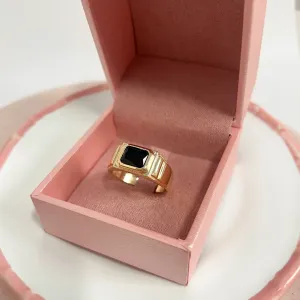 ANEL MASCULINO COM PEDRA PRETA