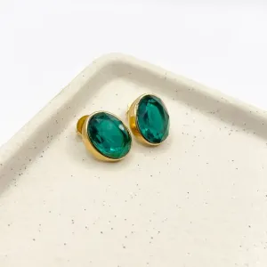 BRINCO OVAL PEDRA TURMALINA