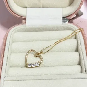COLAR CORAÇÃO 3 PEDRAS CRISTAL