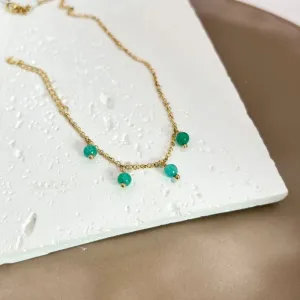 TORNOZELEIRA COM PEDRA NATURAL VERDE