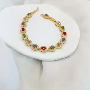 PULSEIRA GOTAS COM PEDRAS COLORIDAS