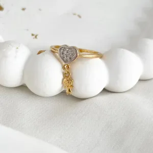 ANEL CORAÇÃO MICRO ZIRCONIA - 1 MENINA