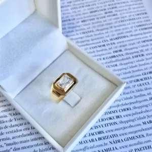 ANEL PEDRA ZIRCONIA CRISTAL RETÂNGULAR