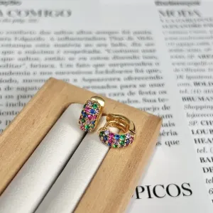 BRINCO ARGOLA ARTICULADA ZIRCONIAS COLORIDAS
