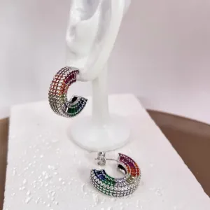 BRINCO ARGOLA PINO ZIRCONIAS COLORIDAS