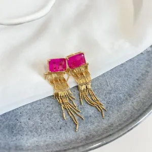 BRINCO FRANJA COM PEDRA FUSION PINK