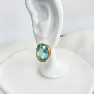 BRINCO OVAL PEDRA ACQUA