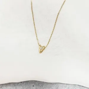 COLAR MINI CORAÇÃO COM 1 PEDRINHA 40CM