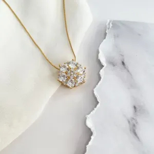 COLAR PINGENTE ZIRCONIAS LUXO FLOR