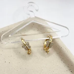 BRINCO ARGOLA ARTICULADA BORBOLETAS CRAVEJADAS