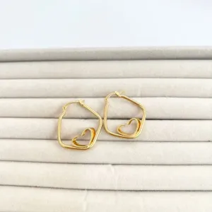 BRINCO ARGOLA LOSANGO COM CORAÇÃO
