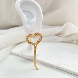 BRINCO CORAÇÃO COM FRANJA EM CORDÃO BAIANO