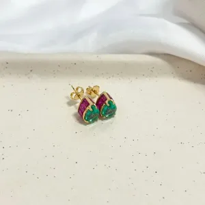 BRINCO GOTA TURMALINA COM DETALHES EM NAVETES NA LATERAL