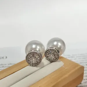 BRINCO INSPIRAÇÃO DIOR PÉROLA E PIZZA 11,9MM