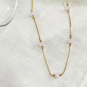 COLAR CHOKER CRISTAL QUARTZO ROSA 45CM