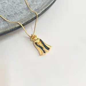 COLAR NOSSA SENHORA COM COROA E ZIRCONIAS SAFIRA