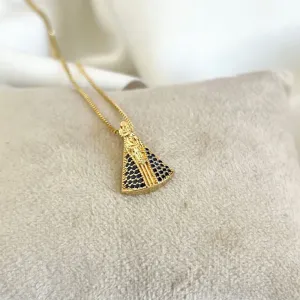 COLAR NOSSA SENHORA DE APARECIDA MANTO AZUL 2 CM