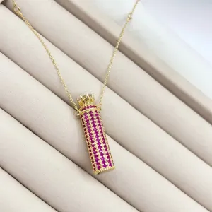 COLAR PERFUMEIRO/DIFUSOR ZIRCONIA ROSA