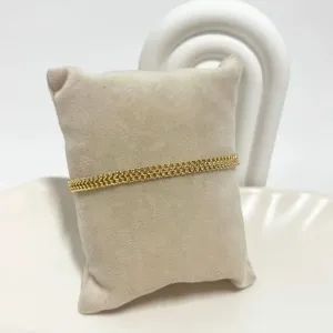 PULSEIRA MASCULINA GRUME DUPLA 4MM COM FECHO PEGA LADRÃO