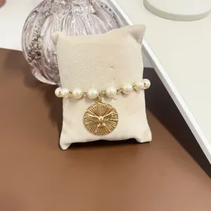 PULSEIRA PÉROLA COM MEDALHA ESPÍRITO SANTO