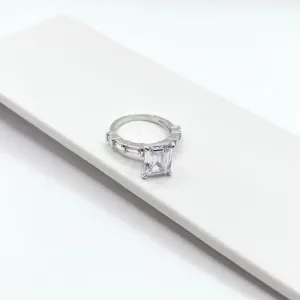 ANEL PRATA925 SOLITÁRIO RETÂNGULO