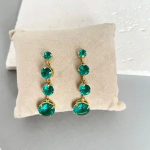 BRINCO 4 PEDRAS REDONDAS DE VIDRO COR - TURMALINA