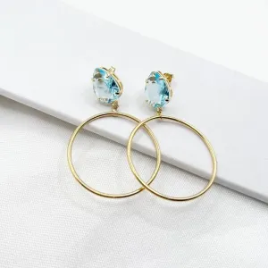 BRINCO PINO GOTA COR ACQUA COM CÍRCULO