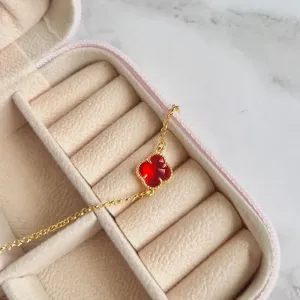 COLAR CHOKER MINI TREVO VERMELHO 45CM