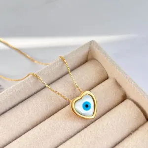 COLAR CORAÇÃO OLHO GREGO MADRE PÉROLA
