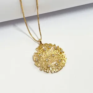 COLAR MANDALA MANUSCRITA - TUDO POSSO NAQUELE QUE ME FORTALECE